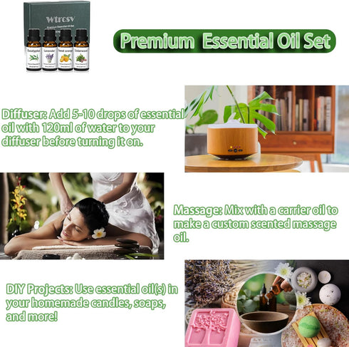 Set-Essential Essential Oils Oils- Perfect for Diffuser,Candle Making,Soap Making -Eucalyptus, Lavender,Cedarwood