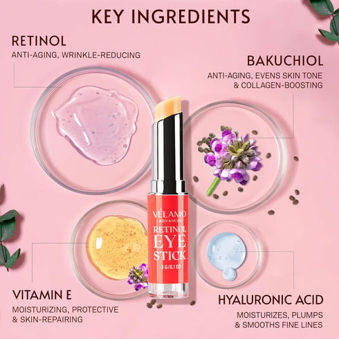 Retinol Eye Stick & Cream, Under Eye Anti Aging Cream, Brightening Eye Balm Reduces Fine Lines & Dark Circles