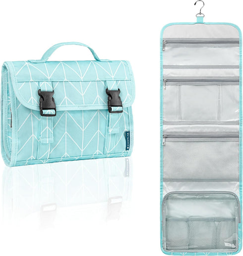 PAVILIA Travel Hanging Toiletry Bag for Women Men, Large Capacity Makeup Organizer, Waterproof Cosmetic Storage Case
