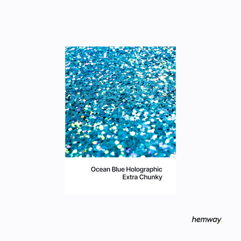 Hemway Premium Ultra Sparkle Glitter - Multi Purpose Metallic Flake for Arts Crafts - Ocean Blue Holographic - 100g