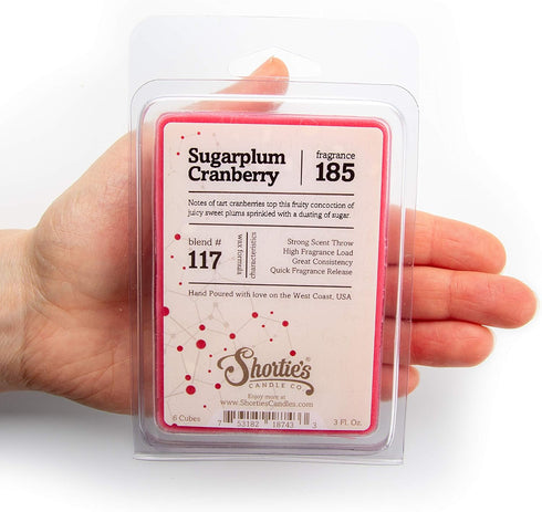 Shortie's Candle Company Sugarplum Cranberry Wax Melts Bulk Pack, Highly Scented 3 Oz. Bars (12 Oz. Total)
