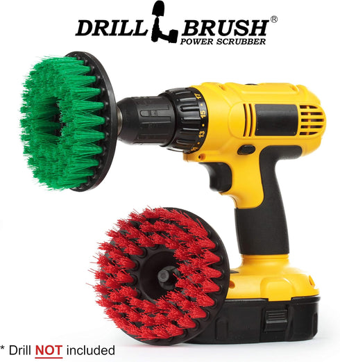 Drill Brush Cleaning Supplies Kit - Medium and Stiff Bristle Brush for Grout, Tile, Countertops, Floors
