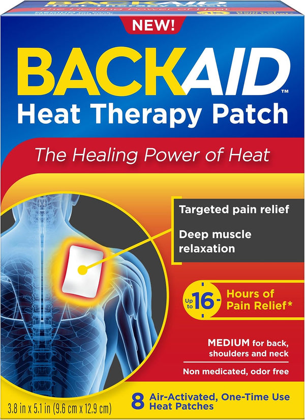 Backaid Heat Therapy Patch, Air-Activated Therapeutic Heat for Back, Shoulders, and Neck Pain Relief, 8 Count