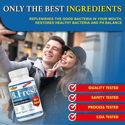 Therefore B. Fresh Oral Health Probiotics for Bad Breath Support, Dental Probiotic Mouth Probiotics - 120 Capsules