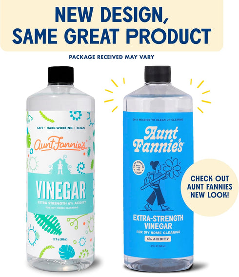 Aunt Fannie's Extra Strength Cleaning Vinegar, 32 Ounce, Multipurpose Household Cleaner, No Added Scents, Dyes, or Other Additives, Pack of 1