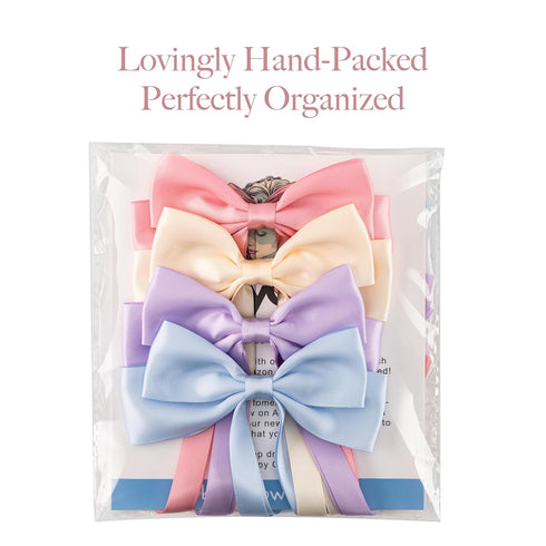 Large Double Bow Ribbon Hair Clips, 4 Pcs Pack, Coquette Barette Hair Clip Accessories for Women and Girls
