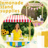 LemonRoad 50 Set 32oz Summer Lemonade Stand Cups with Lids Straws Puncher Clear Plastic Drink Buckets with Flat Lids