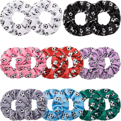 Syhood 16 Pieces Soccer Hair Ties Accessories - Elastic Sports Ball Bands Ponytail Holders for Girls Women Coaches