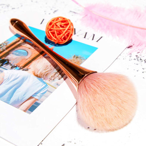 Super Large Mineral Powder Brush, Soft Fluffy Kabuki Makeup Brush for Daily Makeup (Rose Gold Color)