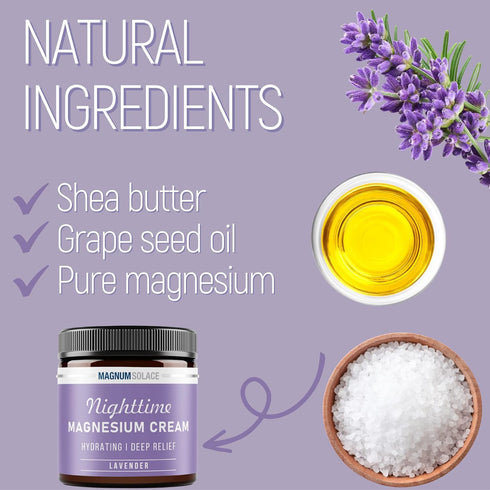 Magnesium Lotion – Nighttime Magnesium Cream for Legs, Arms, or Chest - Topical Magnesium Chloride - Lavender