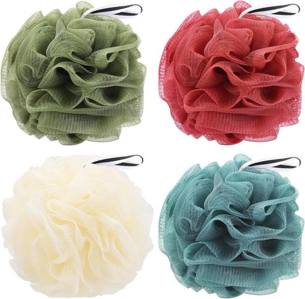 4 Pack Bath Sponge, Mesh Pouf Body Scrubber Exfoliator Loofahs - 50g Each for Bath Shower