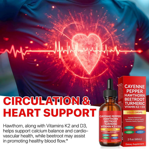 Vceeoy Root(30:1),Vitamin K2 D3, 10:1-100mg, 2 Oz Cayenne Pepper Drops, Cayenne Pepper Supplement Liquid