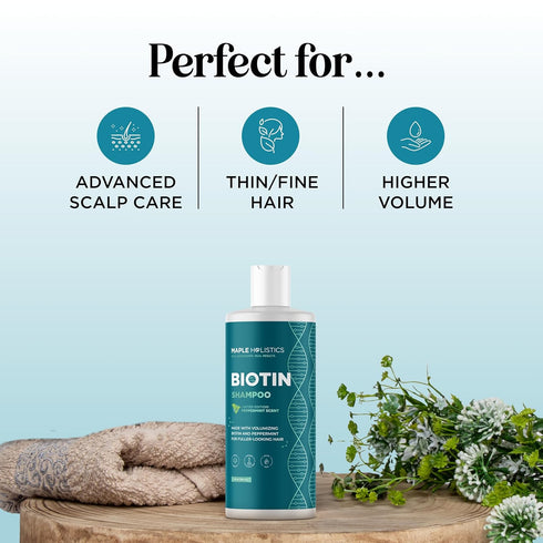 Volumizing Biotin Shampoo for Thinning Hair - Peppermint Argan Shampoo for Damaged Dry Hair, Vegan & Sulfate Free
