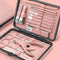 Professional Manicure Set - 18 pcs Pedicure Kit with Nail Clippers and Luxurious Travel Case (Pink)