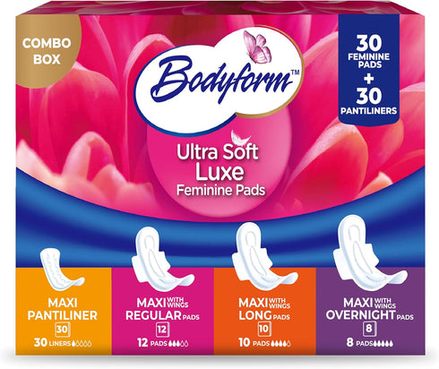 Bodyform Luxe Feminine Care Value Combo Pack, Variety Pack, Cushion-Soft & Ultra-Absorbent,