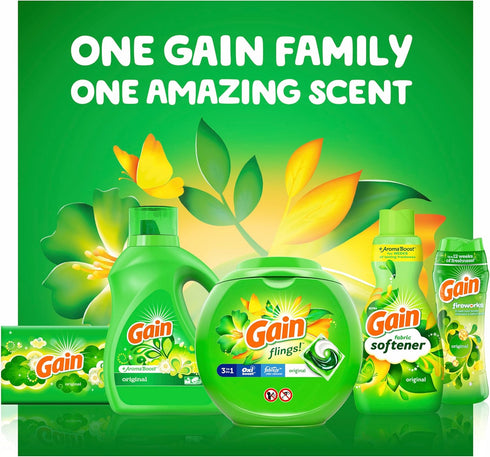 Gain + Aroma Boost Liquid Laundry Detergent, Original Scent, 61 Loads, 88 fl oz, HE Compatible