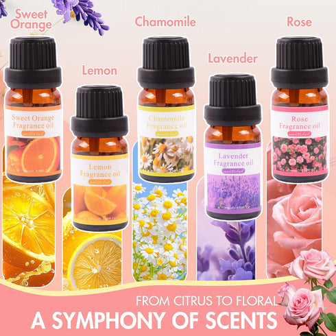 Mancasli Set, 10x10mL Set Essential Oils Blends & Singles - Peppermint, Lavender, Tea Tree,for Aromatherapy, Diffusers