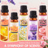 Mancasli Set, 10x10mL Set Essential Oils Blends & Singles - Peppermint, Lavender, Tea Tree,for Aromatherapy, Diffusers