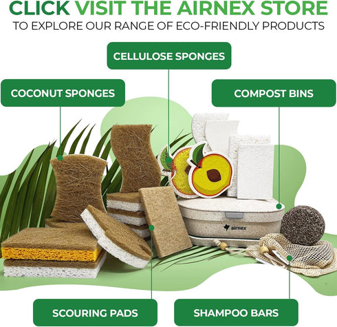 10 Pack Biodegradable Natural Kitchen Sponge, Compostable Cellulose and Coconut Walnut Scrubber Sponges
