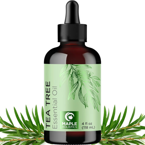 Pure Tea Tree Oil for Hair, Skin, and Nails - 100% Pure Essential Oil with Dropper for Aromatherapy - 4 Fl Oz