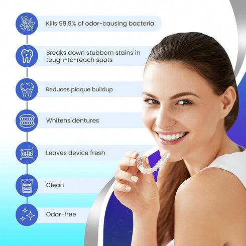 Retainer Cleaner & Denture Cleanser - 180 Effervescent Tablets, 6 Month Supply for Dental/Oral Appliances