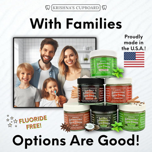 Krishna's Cupboard Supernatural Organic Tooth Cleaning Powder, All Natural Stain Remover, Fluoride Free Vegan Toothpaste