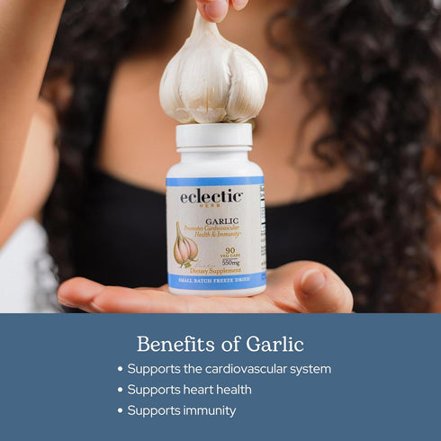 Eclectic Herb Premium Freeze-Dried Garlic Capsules, 120 CT (550 mg) | Cardiovascular Health & Immune Support