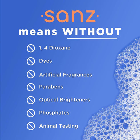 SANZ Hypoallergenic Biodegradable Laundry Detergent, Free and Clear, 64 Loads