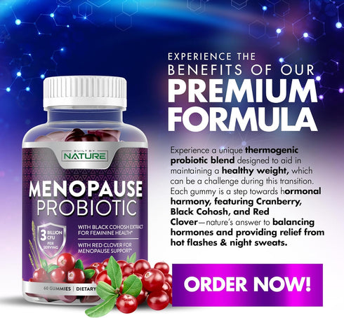 Gummy 60 Gummies Menopause Supplements for Women - Menopause Probiotic - Womens Menopause Relief for Hot Flashes, Night