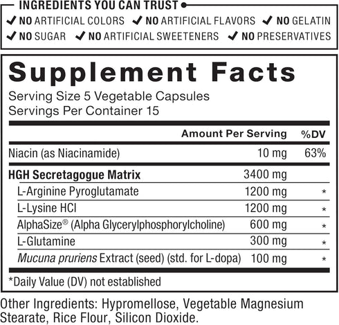 FORCE FACTOR Prime HGH Secretion Activator, 2-Pack HGH Supplement for Men, 150 Capsules to Improve Performance