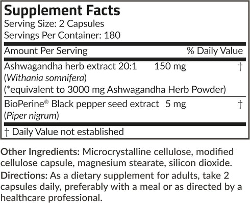 Futurebiotics Ashwagandha Extra Strength Stress & Mood Support with BioPerine, 360 Vegetarian Capsules
