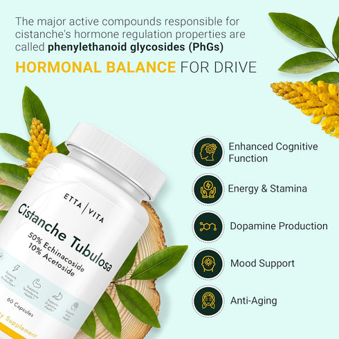 Potent Cistanche Tubulosa Capsules (500 mg) - Stress Response & Mood Support for Men & Women - Cistanche Supplement