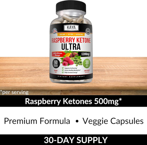 Kaya Naturals Keto Diet Raspberry Ketone - Weight Loss Supplement for Appetite Control & Metabolism - 60 Count