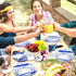 175 Pcs Blue White Floral Disposable Tableware Set for 25 Guests - Paper Plates, Napkins, Cups, Cutlery for Parties