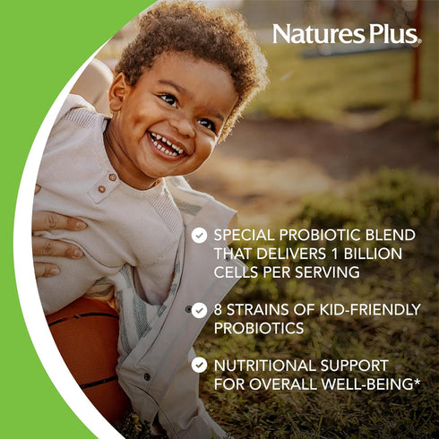 Natures Plus Animal Parade AcidophiKidz, Berry Flavor - 90 Chewable Tablets with Probiotics, FOS & Grape Seed