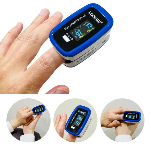 LOOKEE LK50D1A Deluxe Fingertip Pulse Oximeter, Finger SpO2 Blood Oxygen Saturation Monitor with OLED Display