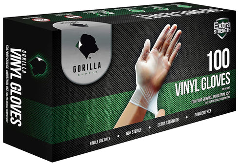 GORILLA SUPPLY Disposable Heavy Duty Vinyl Gloves - Latex Free Powder Free, BPA Free Food Safe Grade, Medium M, 300