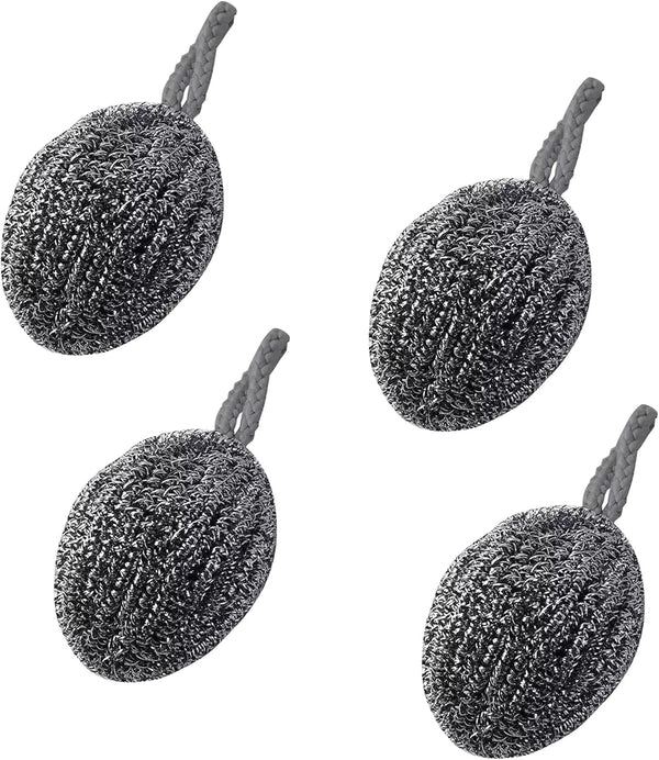 Shaoduoli Stainless Steel Wool,Kitchen Scrubber with Hanging Lanyard,Heavy Duty Metal Scrubbing Pad,Dishes Pot