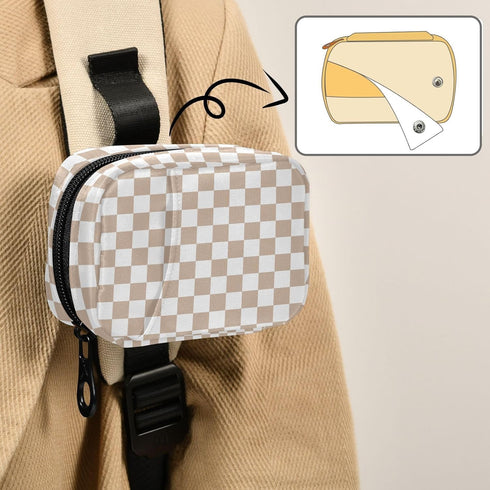 WEVIBOFU 7 Weekly Pill Organizer, Brown White Checkered Pill Case Day Travel Medicine Organizer Box for Vitamin
