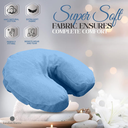 London Linens Premium Extra Thick 100% COTTON Flannel Massage Face Cradle Cover, Includes 4pcs, Baby Blue