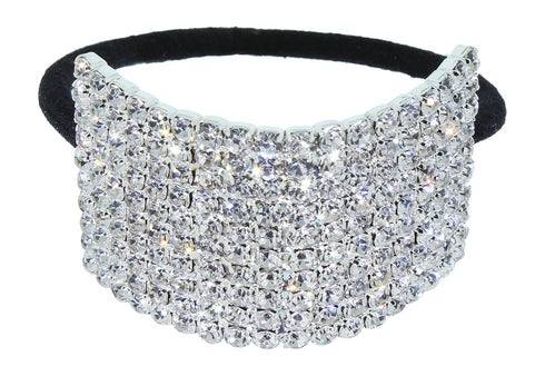 Rhinestone Ponytail Holder by Crystal Avenue, Silvertone with Sparkling Crystals