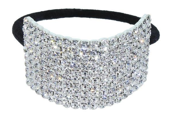 Rhinestone Ponytail Holder by Crystal Avenue, Silvertone with Sparkling Crystals