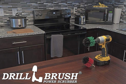 Drill Brush Cleaning Supplies, Medium and Stiff Bristle MINI Spin Brush Kit, Kitchen Accessories, Clean Counters,