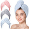 Hicober Microfiber Hair Towel - 3 Packs Hair Turbans for Wet Hair, Drying Wrap Towels (Blue, Grey, Pink)