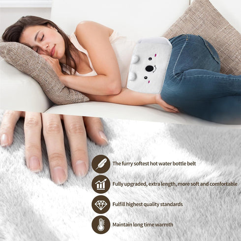 Toxin 2 Pack Hot Water Bottle, Rubber Hot Water Bottle Belt with Warm Soft Waist Plush Cover, Hot Water Bag for Pain