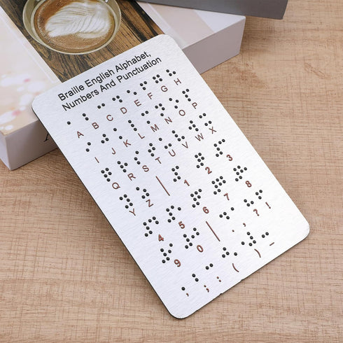 Larrel Braille Alphabet Board, Aluminum Letter Fingerboard Portable Carved Dots Numbers Board Braille Gifts Alphabet