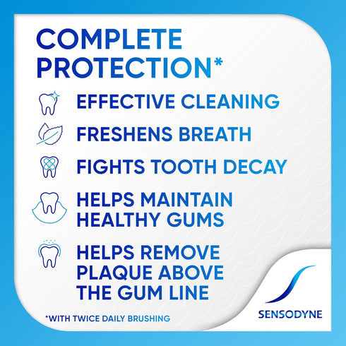 Sensodyne Complete Protection Sensitive Toothpaste, Extra Fresh for Gingivitis & Sensitive Teeth - 3.4 Ounces
