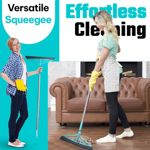 Magic Broom Squeegee, Rotatable Extendable Pet Hair Remover for All-Surfaces with 50" Handle
