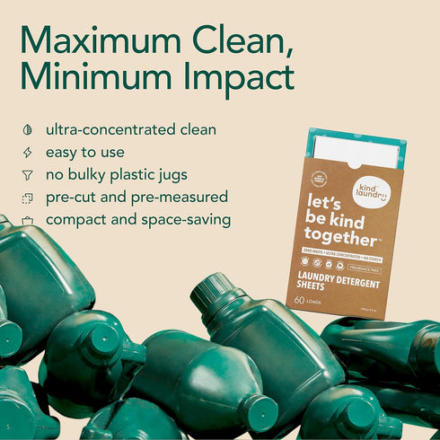 Kind Laundry Detergent Sheets, Biodegradable Plant Powered Eco-Friendly Laundry Soap Sheets, Ocean Breeze, 60 Loads