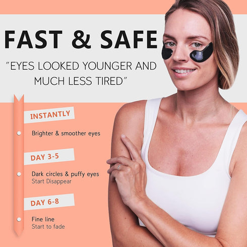 PURE SOL Hydrogel Gold Under Eye Mask - Hyaluronic Acid, Retinol, 12 Pairs for Puffy Eyes, Dark Circles